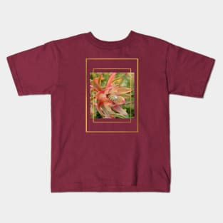 "Conebush Flower" with gold color framing Kids T-Shirt